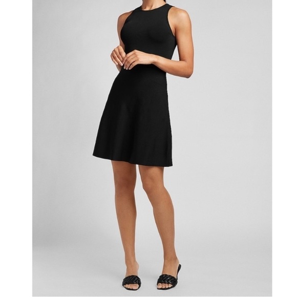 Express Black Sleeveless Fit And Flare Sweater Dress- NWT - Picture 1 of 15